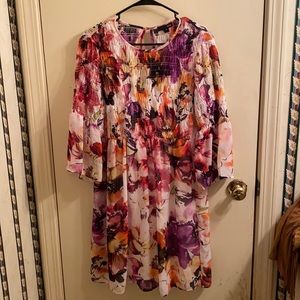 3/4 sleeve beautiful, floral print dress